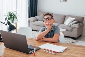 Little boy is having online lessons by using lapto 2022 02 03 17 43 51 utc