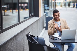 Pleased young man enjoying online business meeting 2021 09 03 10 12 05 utc