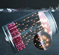 Schematic diagram of an aqueous zinc battery stabilized by a protective polymer layer (Credit: POSTECH)
