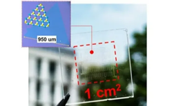 An optical image of a highly-transparent solar cell fabricated with a 2D atomic sheet. (CREDIT: Toshiaki Kato)