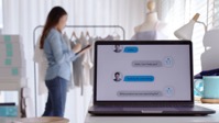 Chatbot conversation on laptop screen app interfac 2021 12 09 19 43 39 utc