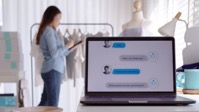 Chatbot conversation on laptop screen app interfac 2021 12 09 19 43 39 utc