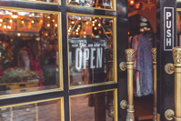 Closeup Photo Black Door Yes We Are Open Signage Free Stock Photo