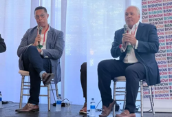 Bisnow/Virginia Baker
Mosaic Development Partners founder and co-owner Greg Reaves and Brandywine Realty Trust Senior Managing Director Jeff DeVuono at Bisnow's Philly Life Sciences Summit event at Budd Bioworks on June 28, 2022