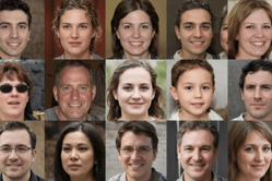 Illustrations of natural FFHQ and StyleGAN2-generated images that are hardly distinguishable.