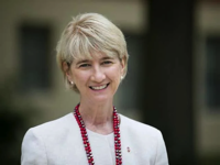 Ohio State President Kristina M. Johnson, seen touring campus on her first day on the job last Sept. 1, wants OSU to be the best land-grant university in the nation.
COURTNEY HERGESHEIMER/DISPATCH