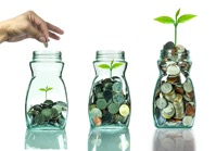 Mix coins and seed in clear blottle on white backg 2021 09 04 02 19 06 utc