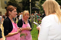 People being interviewed in the food service industry.