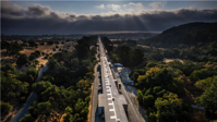 Looking east along the nearly 2-mile accelerator building.Photo: Olivier Bonin/SLAC National Accelerator Laboratory