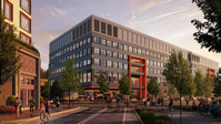 Courtesy of HYM Investment Group
A rendering of the forthcoming Suffolk Downs biomanufacturing facility in Revere, Massachusetts.