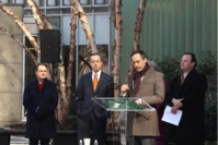 Thomas Kaufman (at podium), the senior director of corporate real estate for United Therapeutics, speaks at a news briefing last month. A resolution inroduced Tuesday would create $250,000 grants for biohealth facilities like United Therapeutics to expand or build in certain areas of the county.

FILE PHOTO