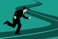 MAn running on road... cartoon