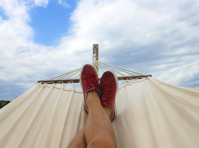 Pair of Red and white Low top Sneakers Free Stock Photo