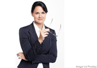 Business Woman holding her glasses.