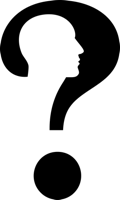 Question mark on white background.