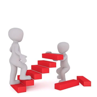 upwards graph... figures climbing stairs