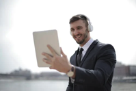 man on tablet