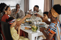 Thanks giving dinner with family all around the table.