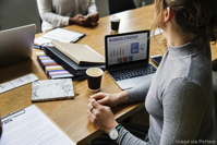 woman working on laptop