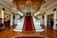 Red and Brown Floral Stair Carpet Free Stock Photo