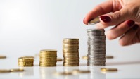 Saving money in piles of coins on white background 2021 08 30 08 38 45 utc