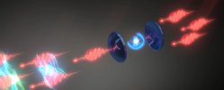 Artist's impression of photons stimulating a quantum dot. (The University of Basel)