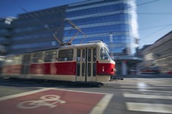 Tram of public transportation in blurred motion 2021 09 02 05 16 44 utc