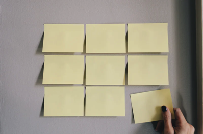 postits on a board