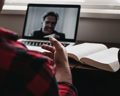 person using a computer for a video chat