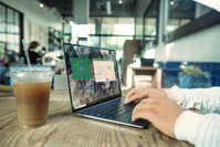 laptop with coffee in coffee shop