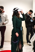 Woman wearing VR headset